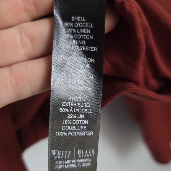 White House Black Market, Rust Red Cropped Linen Moto Blazer, Size 4 Small - Picture 10 of 11